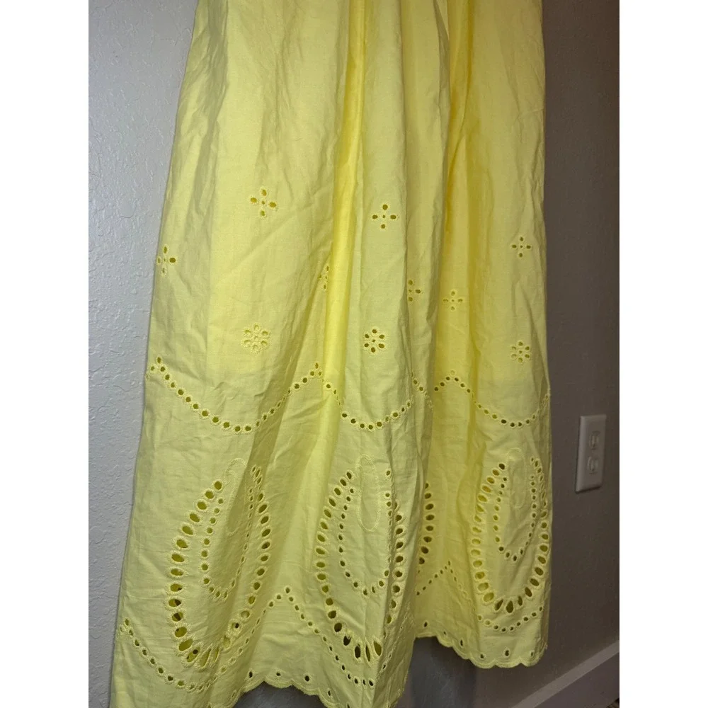 Calypso St. Barth Yellow Eyelet Dress Sleeveless Maxi with Pockets - Picture 5 of 10